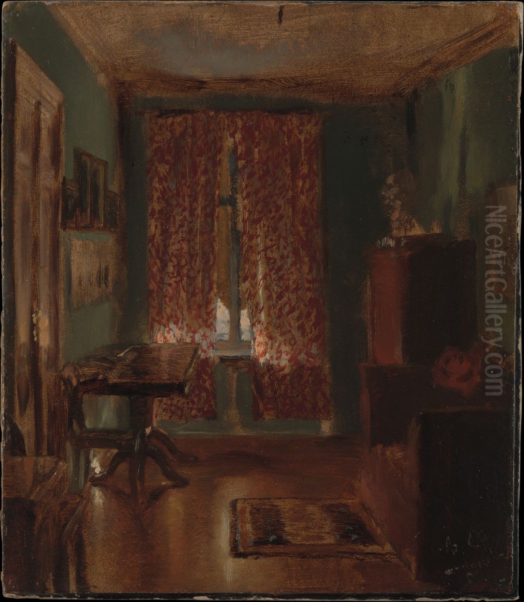 The Artist's Sitting Room in Ritterstrasse Oil Painting by Adolph von Menzel