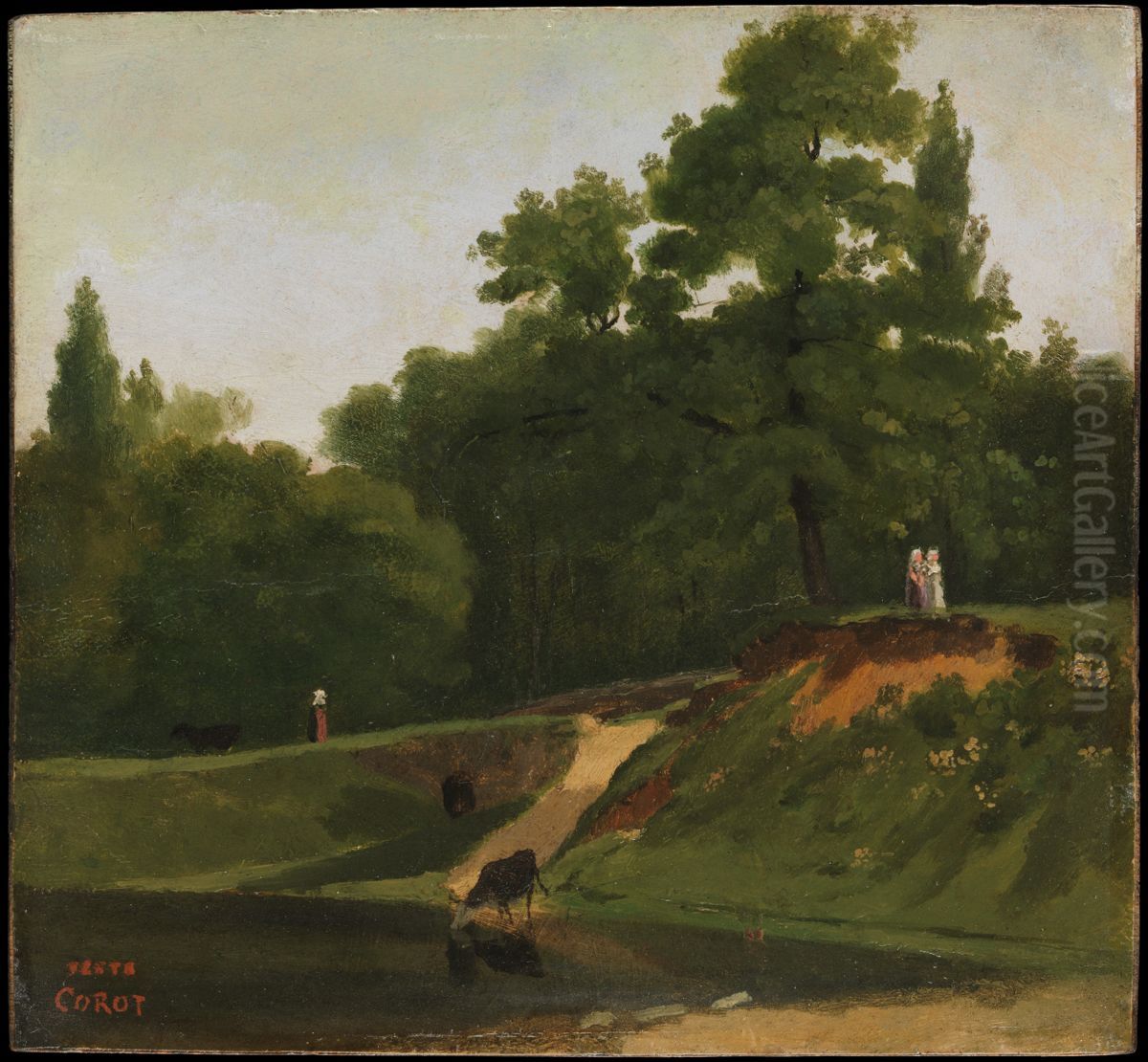 Banks of the Stream near the Corot Property, Ville d'Avray Oil Painting by Jean-Baptiste Camille Corot