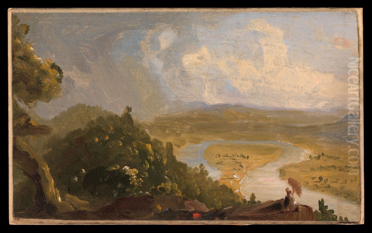 Sketch for View from Mount Holyoke, Northampton, Massachusetts, after a Thunderstorm (The Oxbow) Oil Painting by Thomas Cole