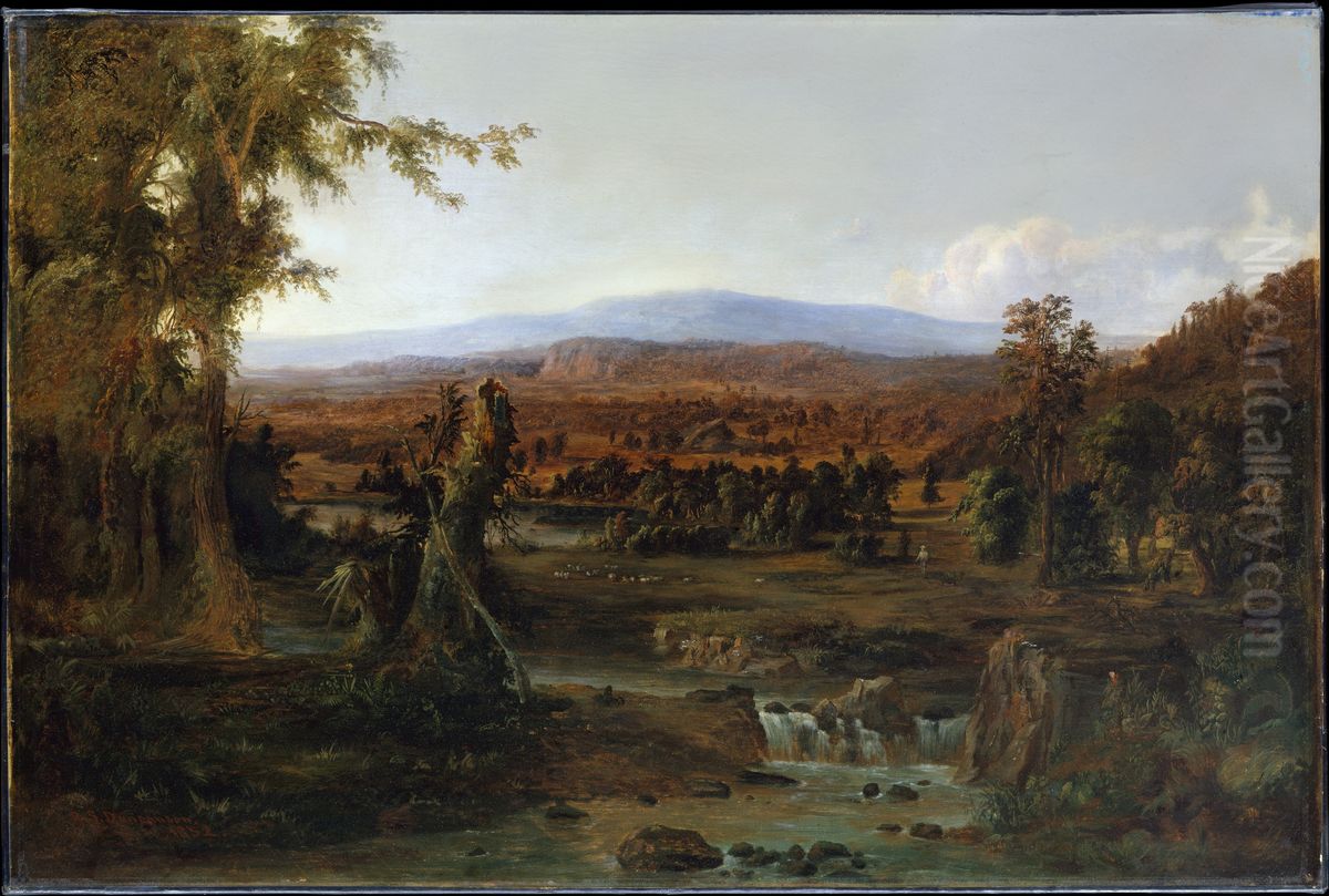 Landscape with Shepherd Oil Painting by Robert Seldon Duncanson
