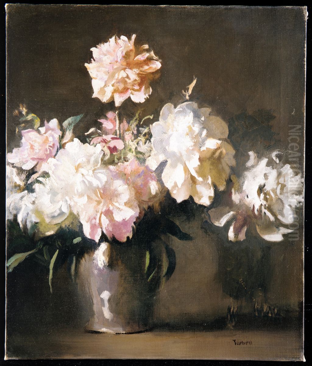 Vase of Peonies Oil Painting by Edmund Charles Tarbell