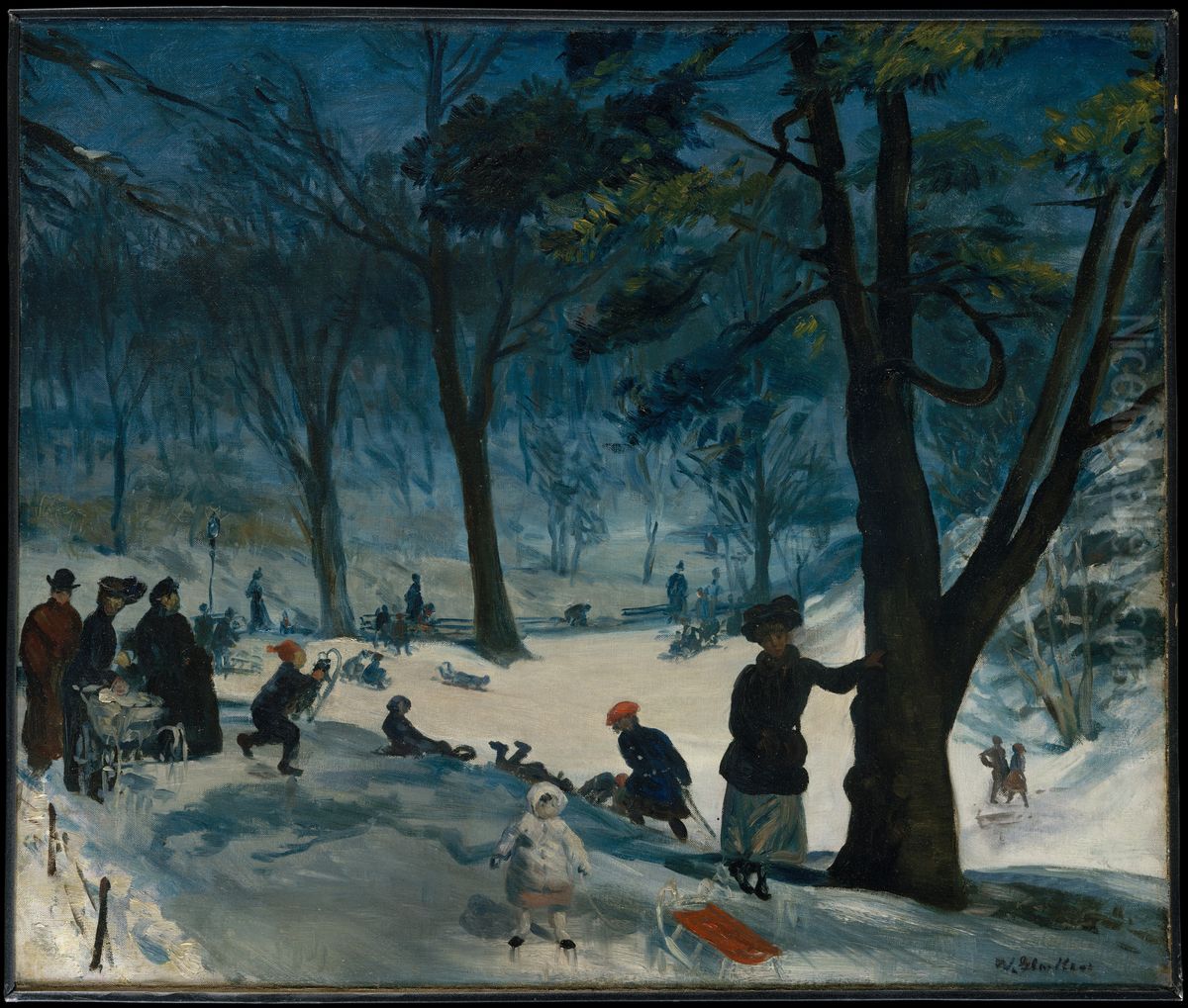 Central Park, Winter Oil Painting by William James Glackens