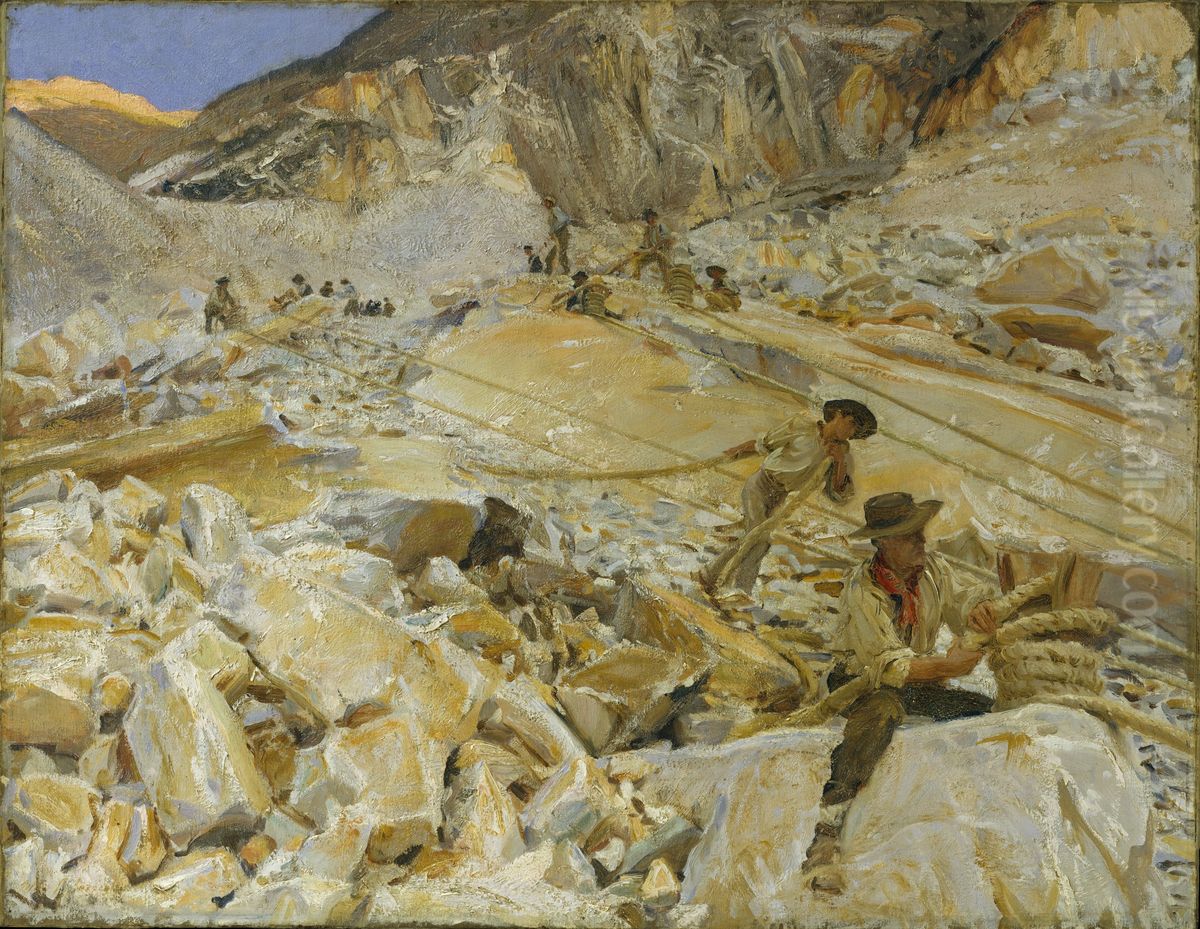 Bringing down marble from the quarries to Carrara Oil Painting by John Singer Sargent