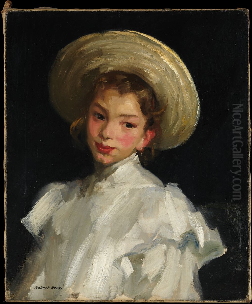 Dutch Girl in White Oil Painting by Robert Henri