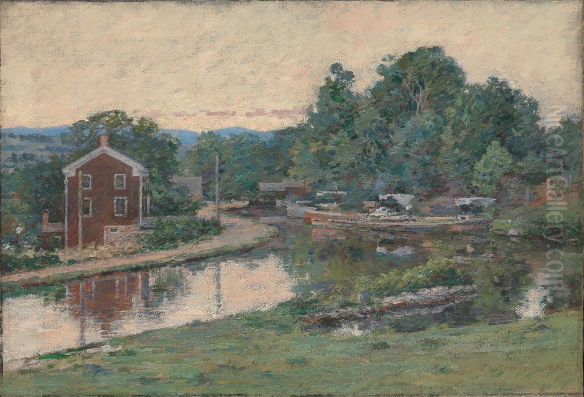 Evening at the Lock, Napanoch, New York Oil Painting by Theodore Robinson