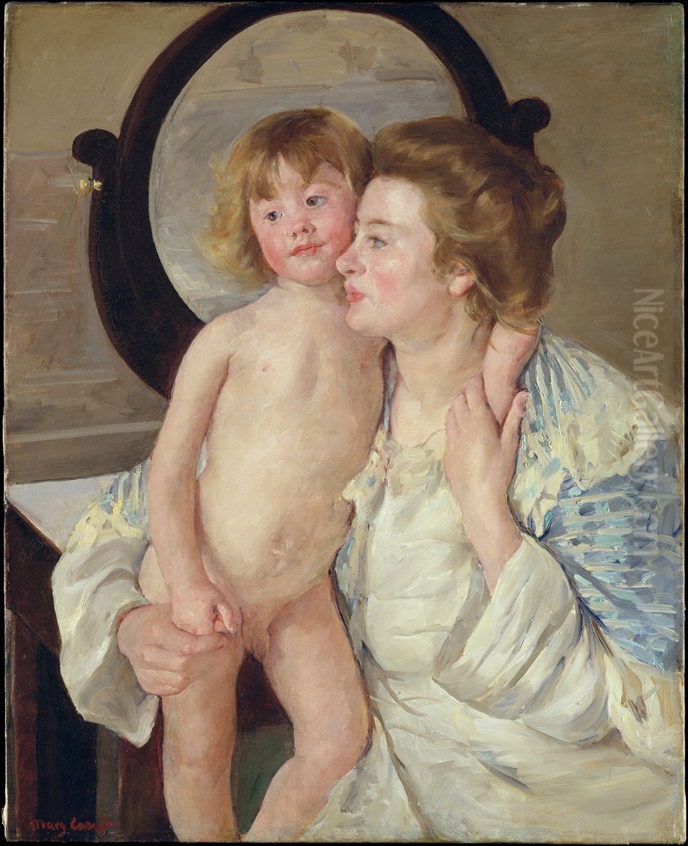 Mother and Child (The Oval Mirror) Oil Painting by Mary Cassatt