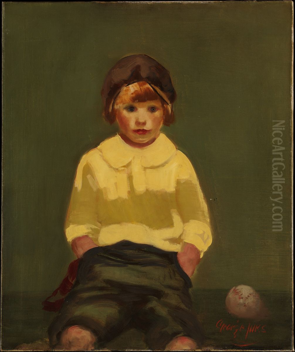 Boy with Baseball Oil Painting by George Luks