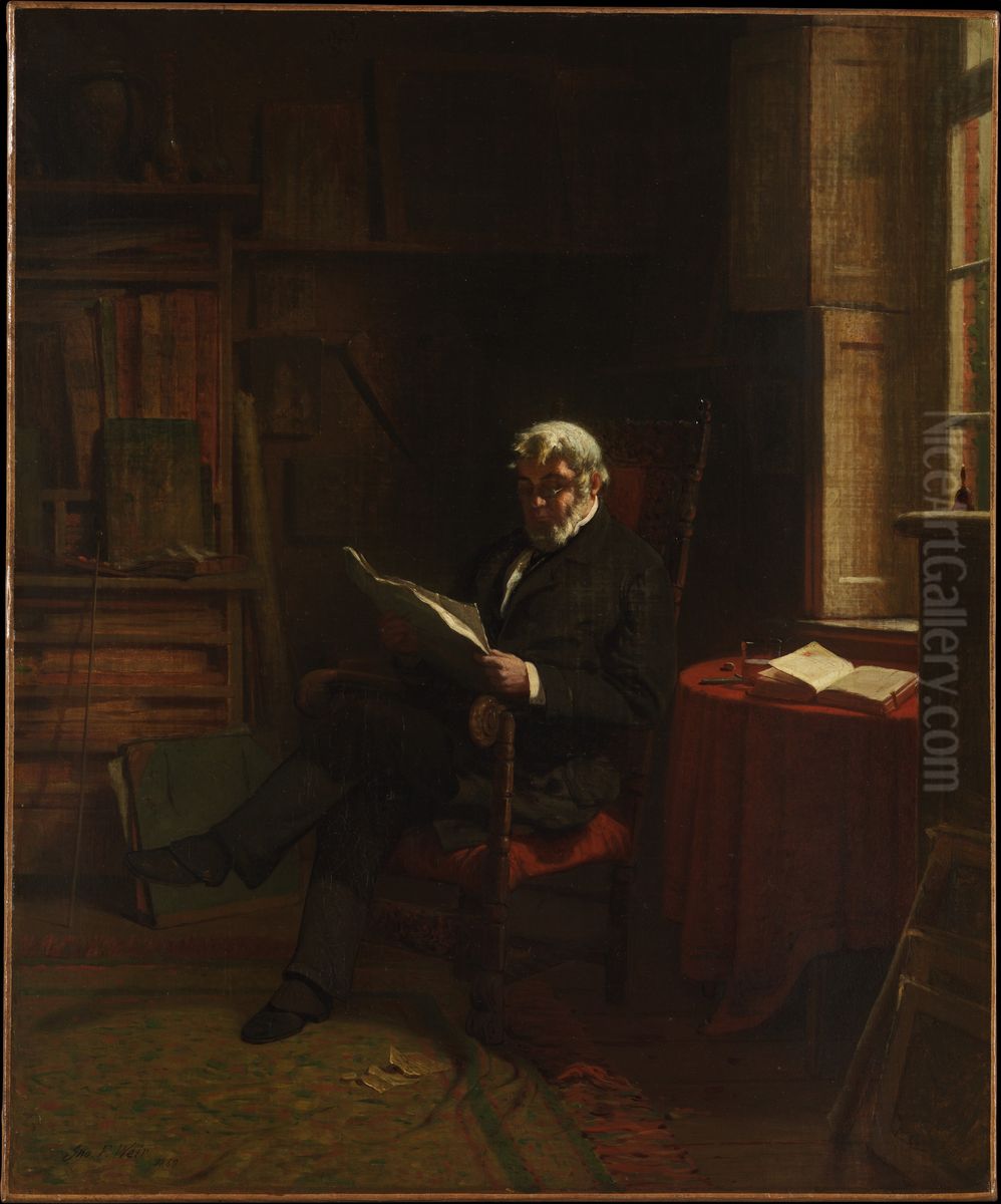 The Morning Paper Oil Painting by John Ferguson Weir