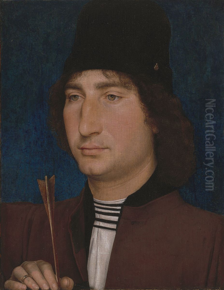 Portrait of a Man with an Arrow Oil Painting by (manner of) Memling, Hans