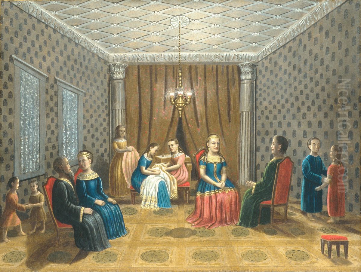 Egyptian Scene (possibly Moses and Zipporah) Oil Painting by Erastus Salisbury Field