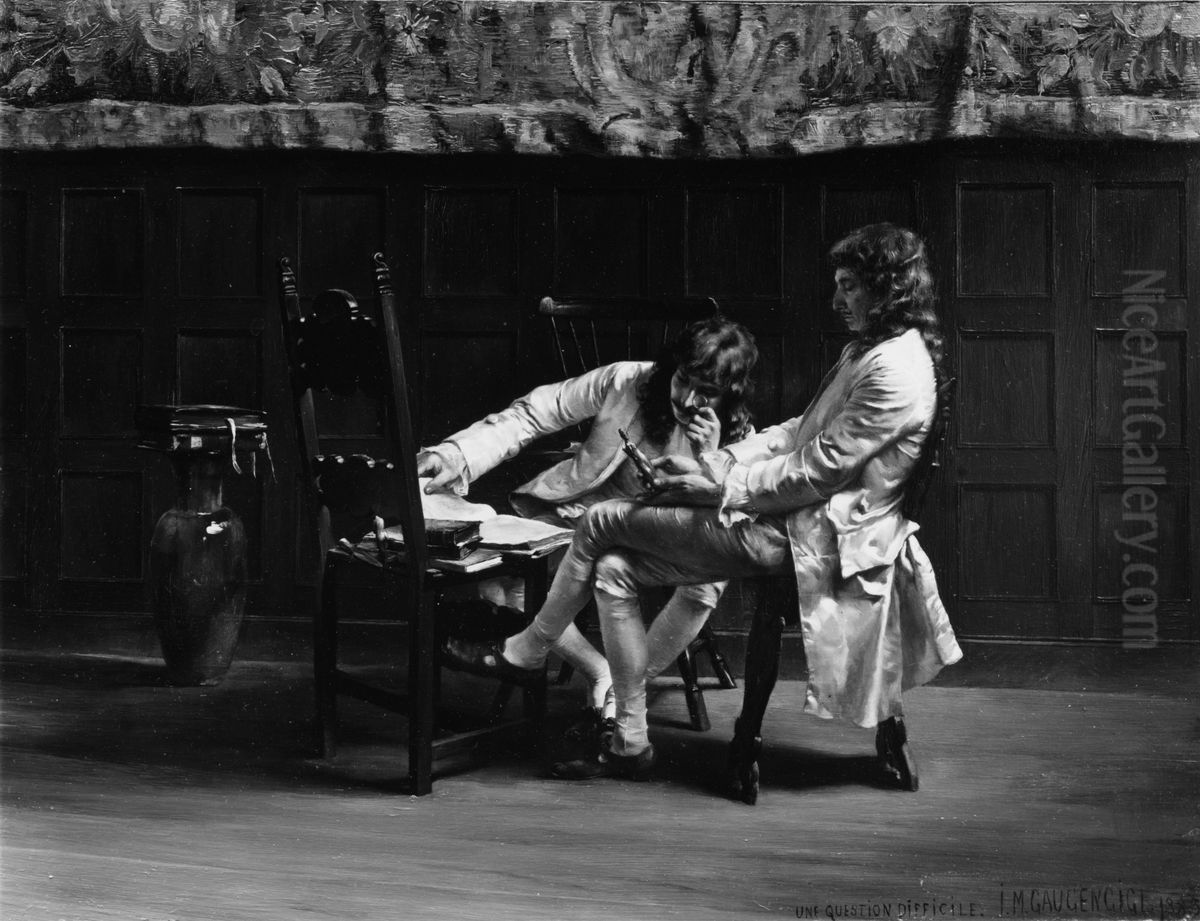 A Difficult Question (Une Question Difficile) Oil Painting by Ignaz Gaugengigl