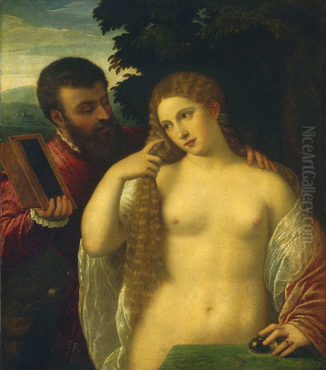 Allegory (Possibly Alfonso d'Este and Laura Dianti), , , Oil Painting by Titian
