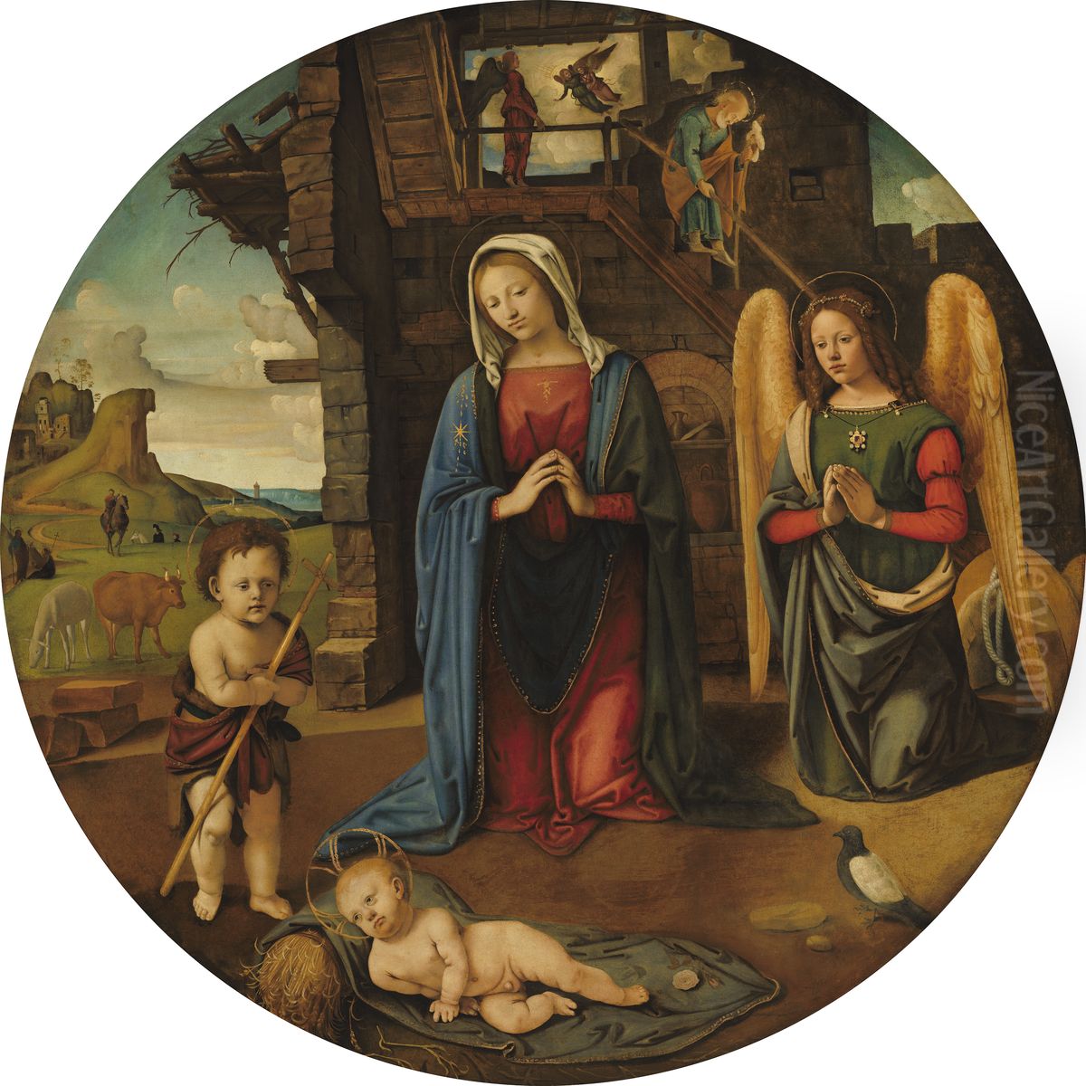 The Nativity with the Infant Saint John Oil Painting by Piero Di Cosimo