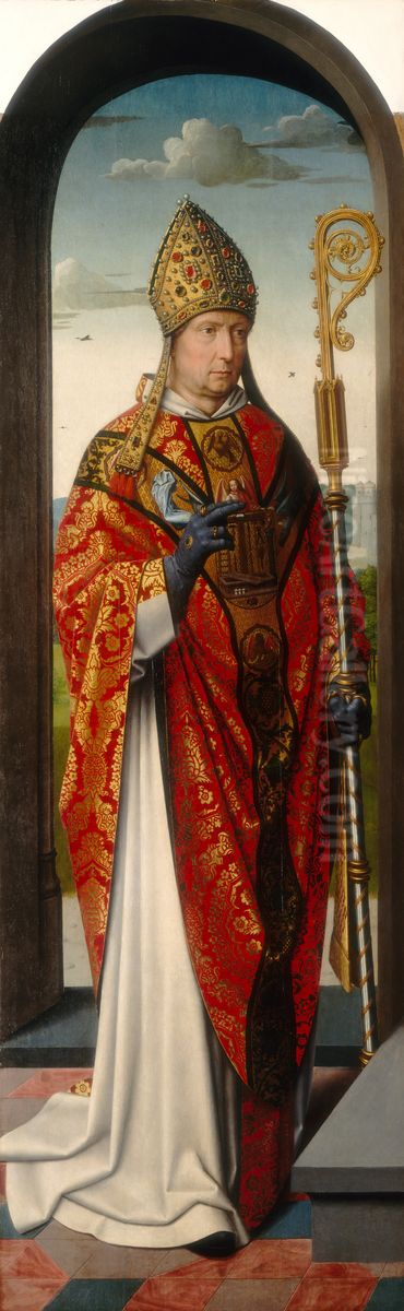 Saint Nicholas [left panel] Oil Painting by Gerard Davidand workshop