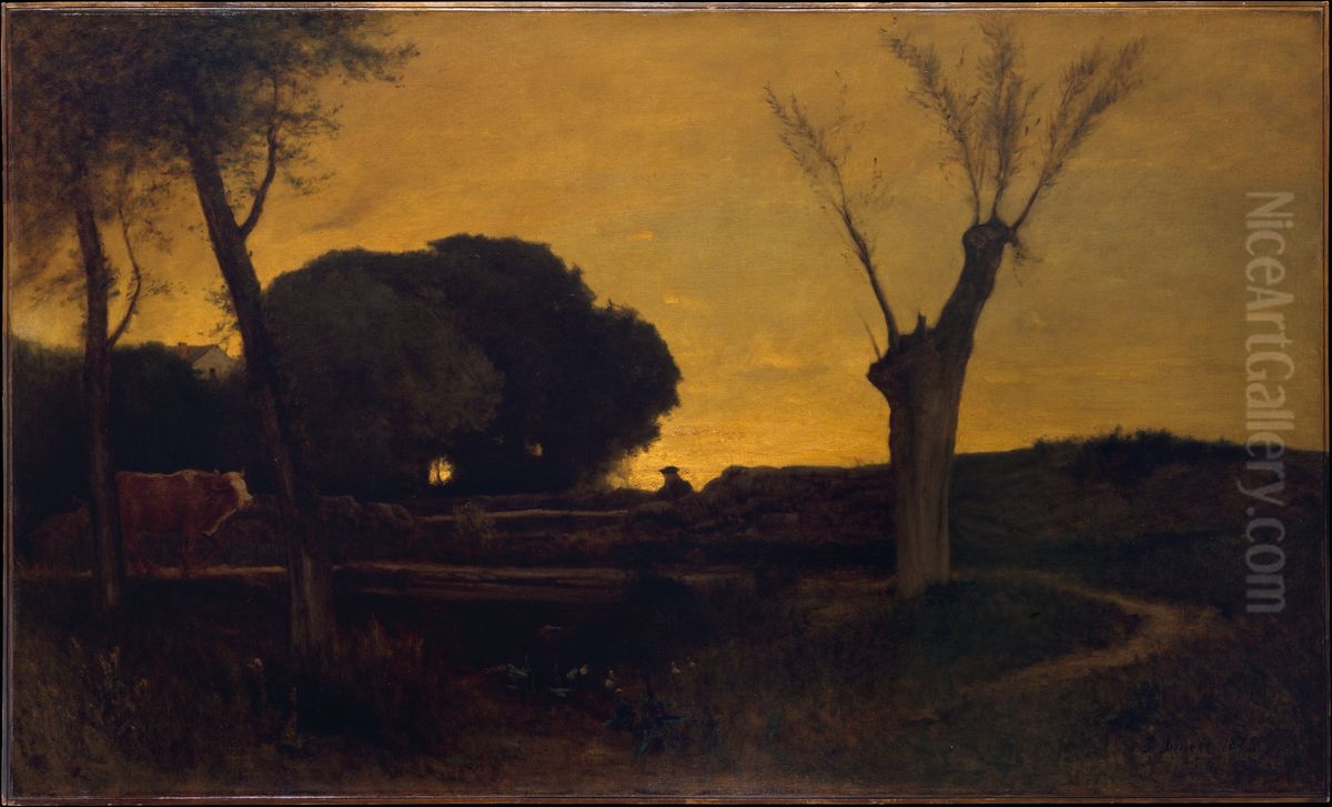 Evening at Medfield, Massachusetts Oil Painting by George Inness