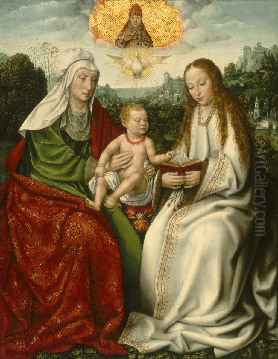 Saint Anne with the Virgin and the Christ Child Oil Painting by Master Of Frankfurt