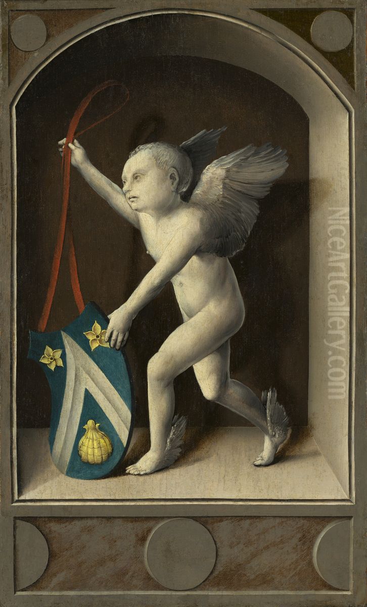 Putto with Arms of Jacques Coene [reverse] Oil Painting by Orley, Bernard van