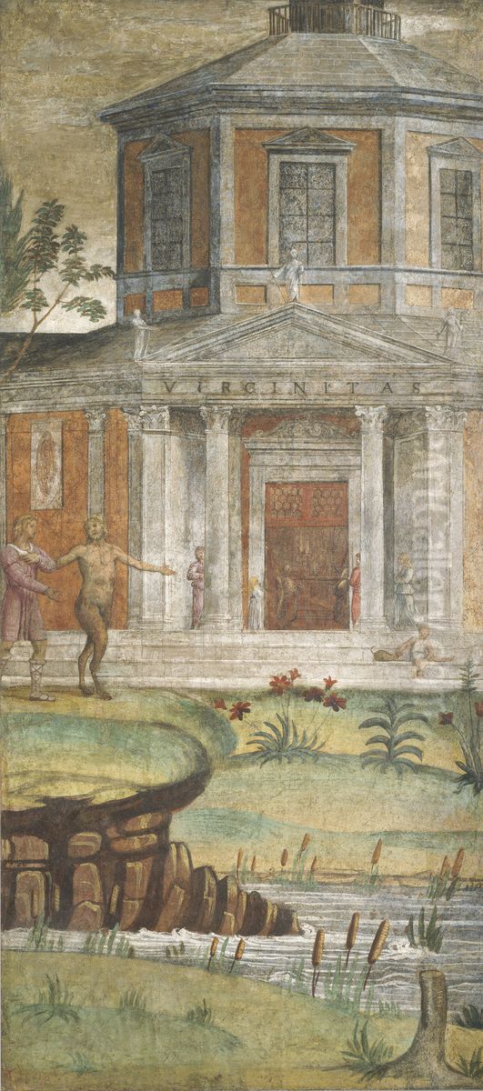 Cephalus and Pan at the Temple of Diana Oil Painting by Bernardino Luini