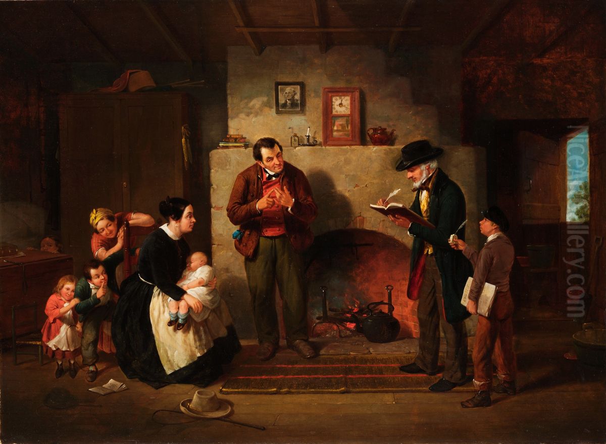 Taking the Census Oil Painting by Francis William Edmonds