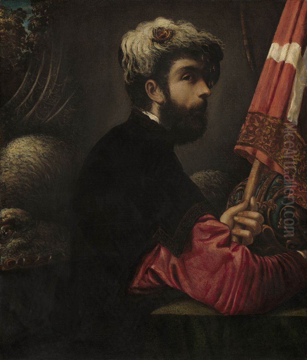 Portrait of a Man as Saint George Oil Painting by Jacopo Tintoretto