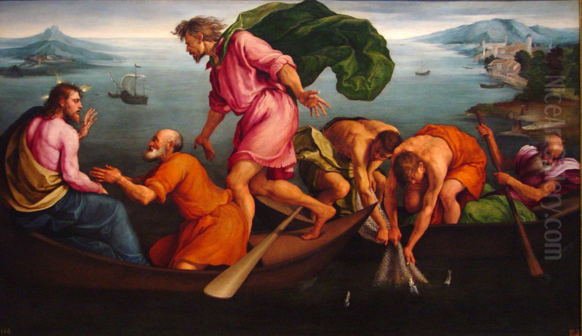 The Miraculous Draught of Fishes Oil Painting by Jacopo Bassano