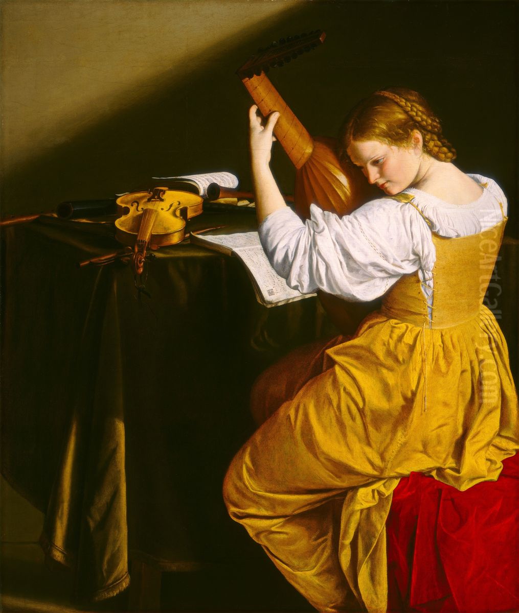 Suonatrice di liuto Oil Painting by Orazio Gentileschi