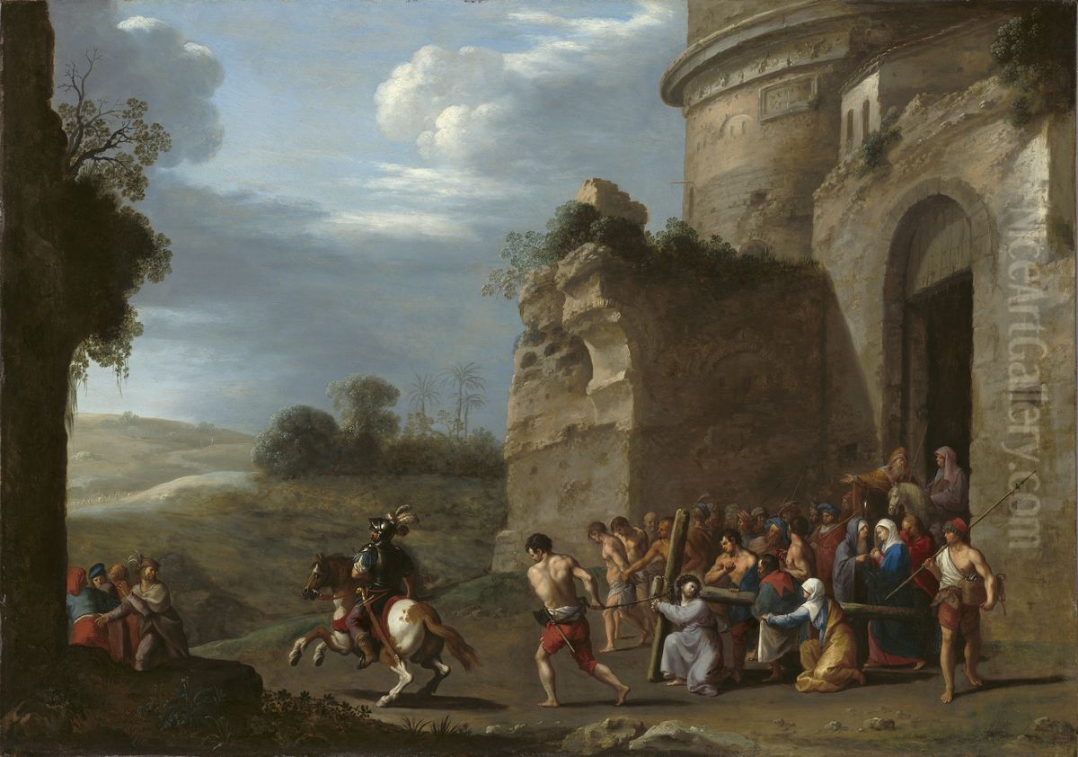 Christ Carrying the Cross Oil Painting by Cornelius van Poelenburgh