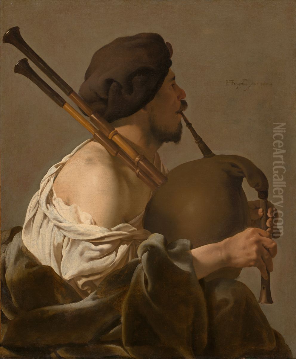 De doedelzakspeler Oil Painting by Hendrick Ter Brugghen