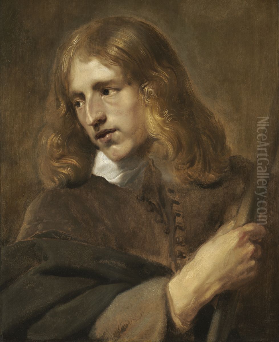 A Young Man Holding a Staff Oil Painting by Pieter Soutman