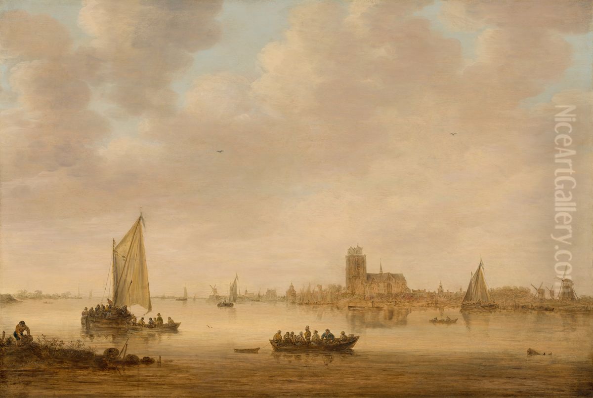 View of Dordrecht from the Dordtse Kil Oil Painting by Jan van Goyen