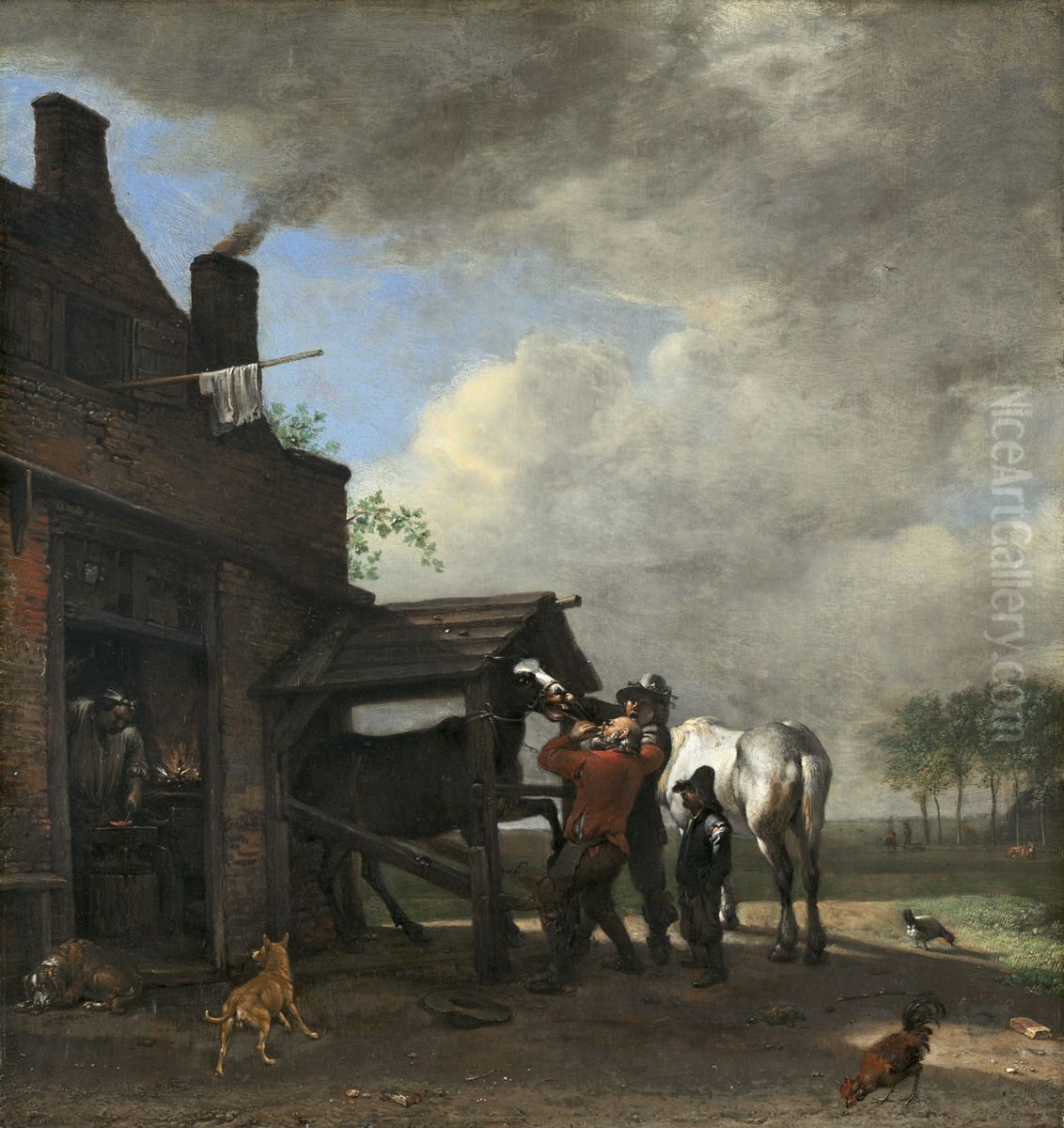 A Farrier's Shop Oil Painting by Paulus Potter
