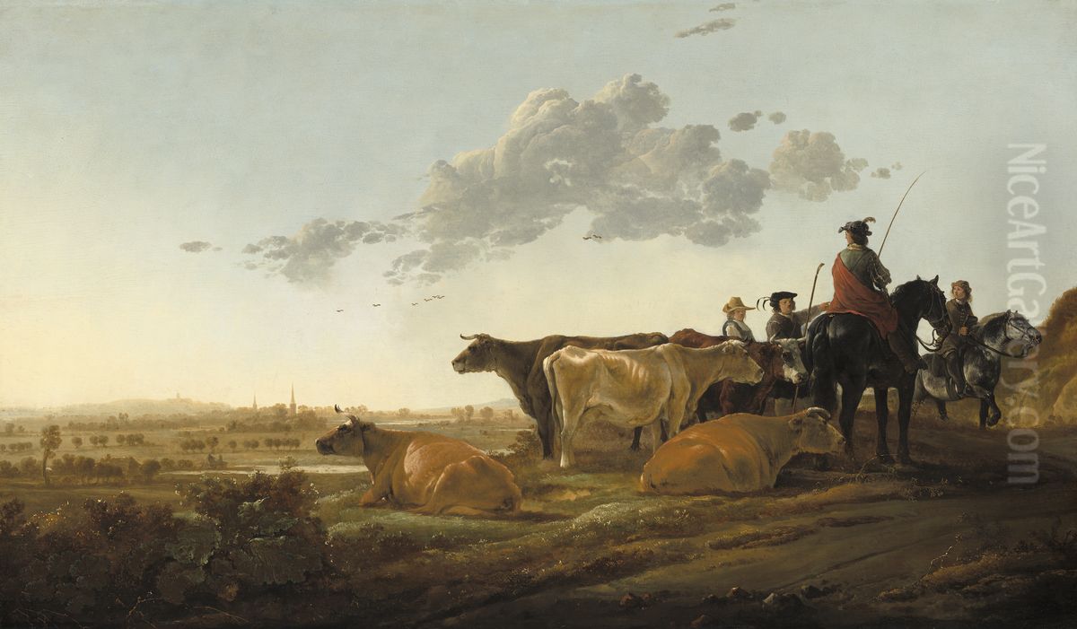Landscape with Herdsmen Oil Painting by Aelbert Cuyp