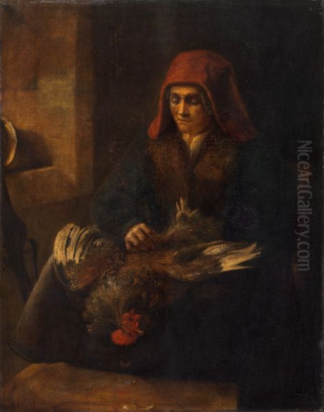 Old Woman Plucking a Fowl Oil Painting by Rembrandt