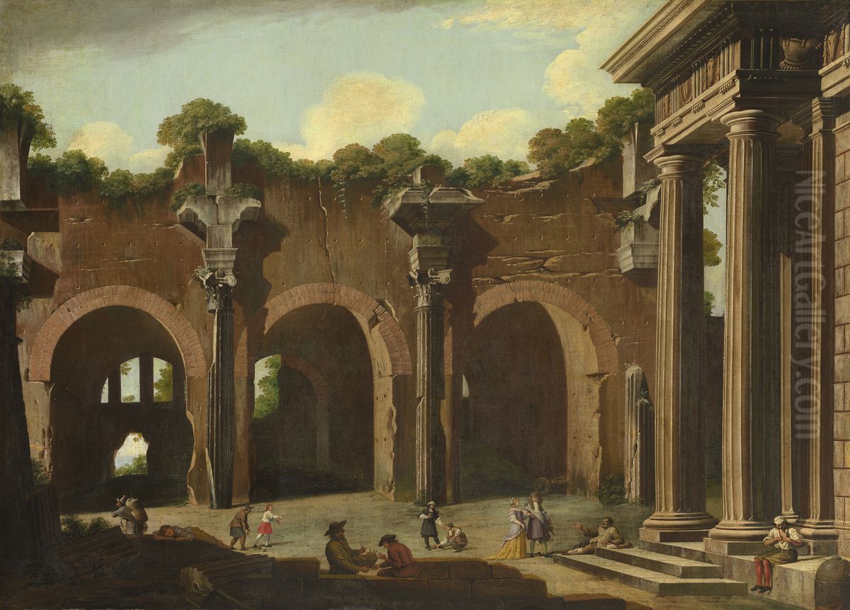 The Basilica of Constantine with a Doric Colonnade Oil Painting by Niccolo Codazzi