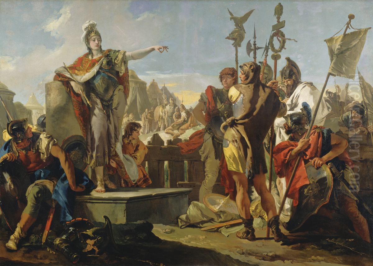 Queen Zenobia Addressing Her Soldiers Oil Painting by Giovanni Battista Tiepolo