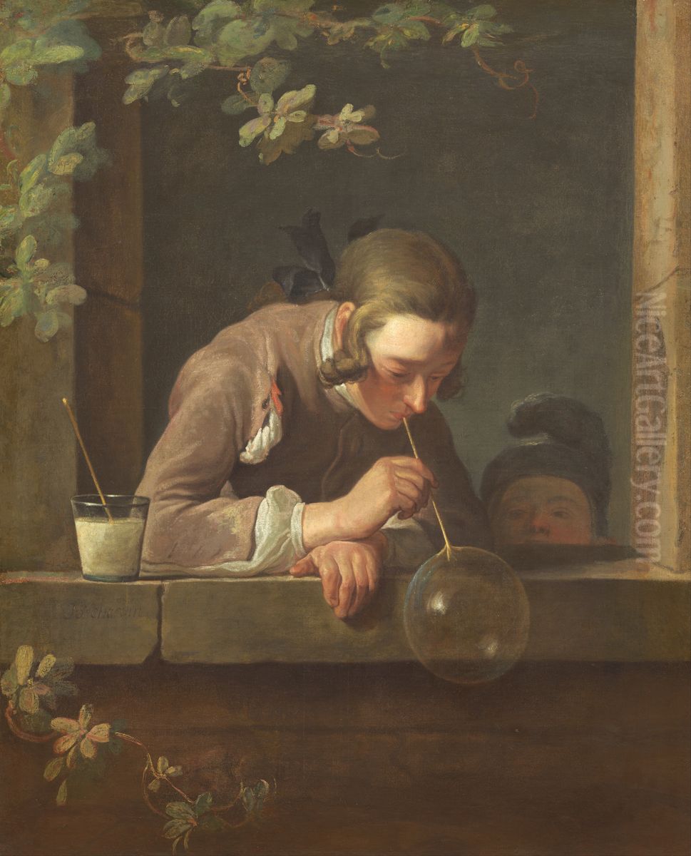 Soap Bubbles Oil Painting by Jean-Baptiste-Simeon Chardin