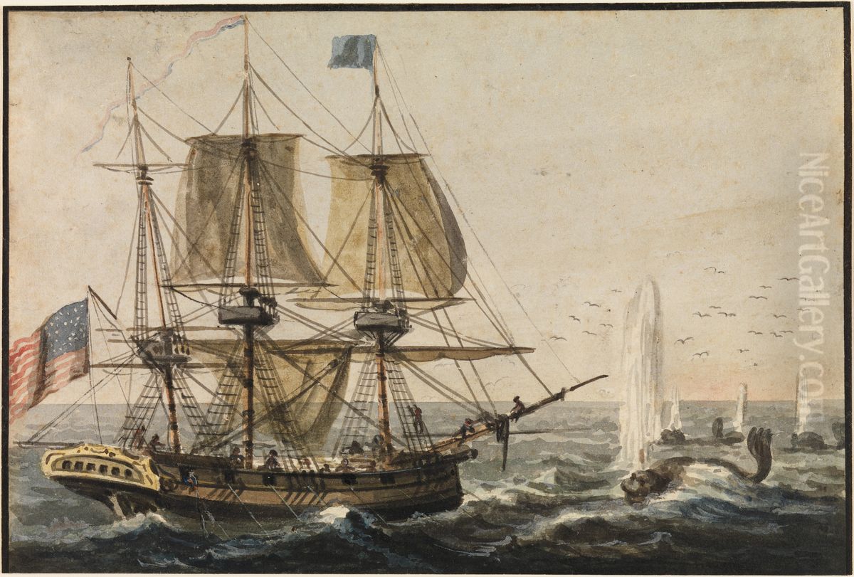 Replenishing the Ship's Larder with Codfish off the Newfoundland Coast Oil Painting by Pavel Svinyin