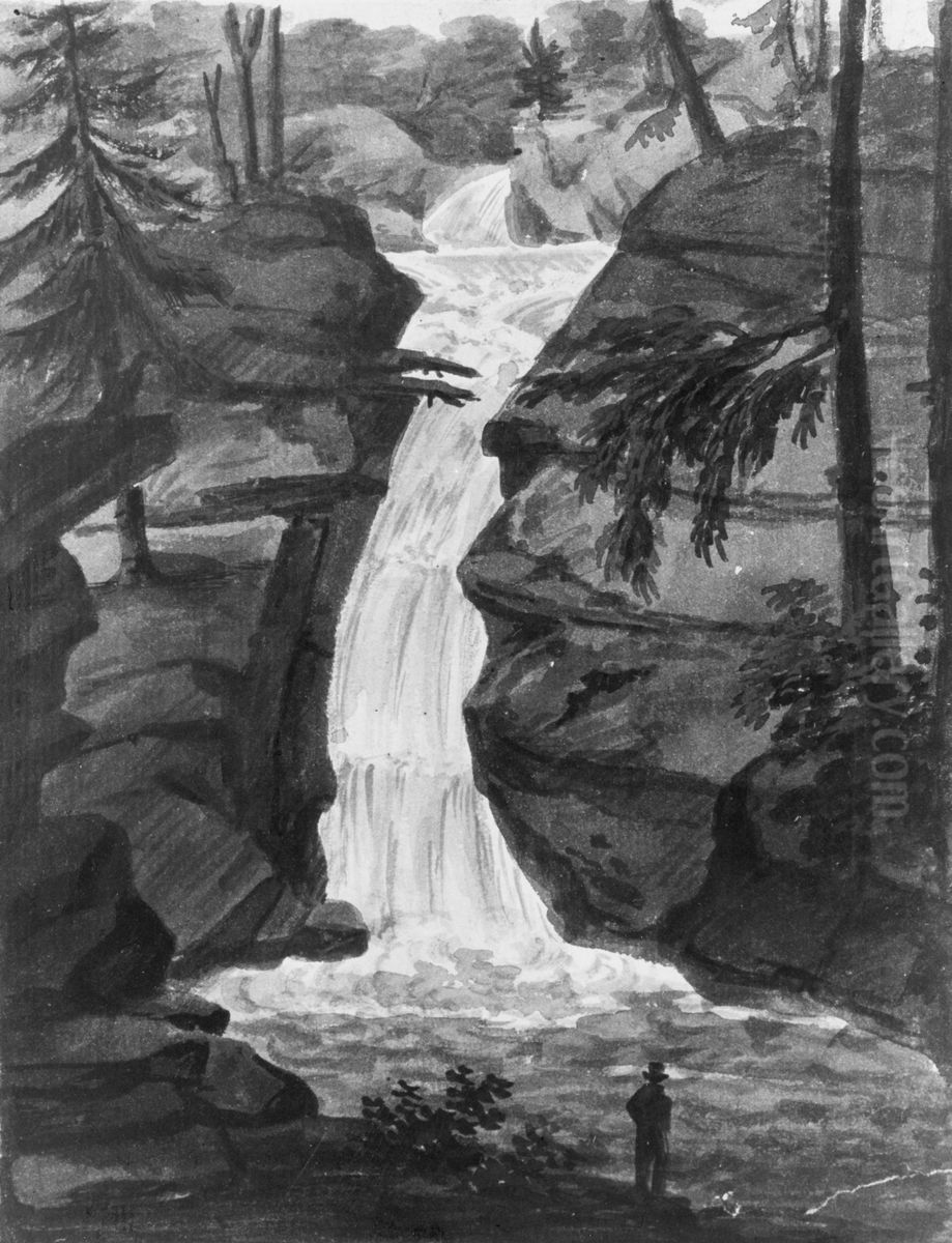 Upper Falls of Solomon's Creek (after an Engraving in The Port Folio Magazine, December 1809) Oil Painting by Pavel Svinyin