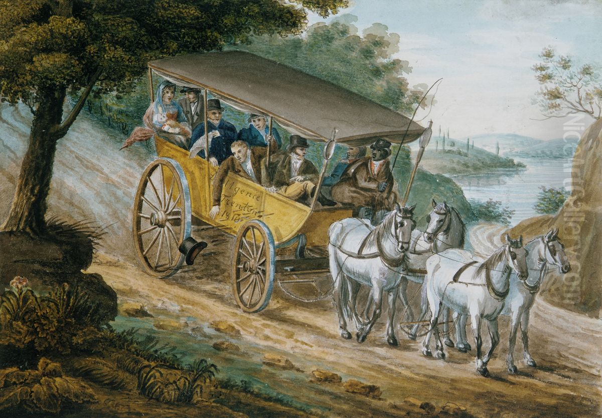 Travel by Stagecoach Near Trenton, New Jersey Oil Painting by Pavel Svinyin