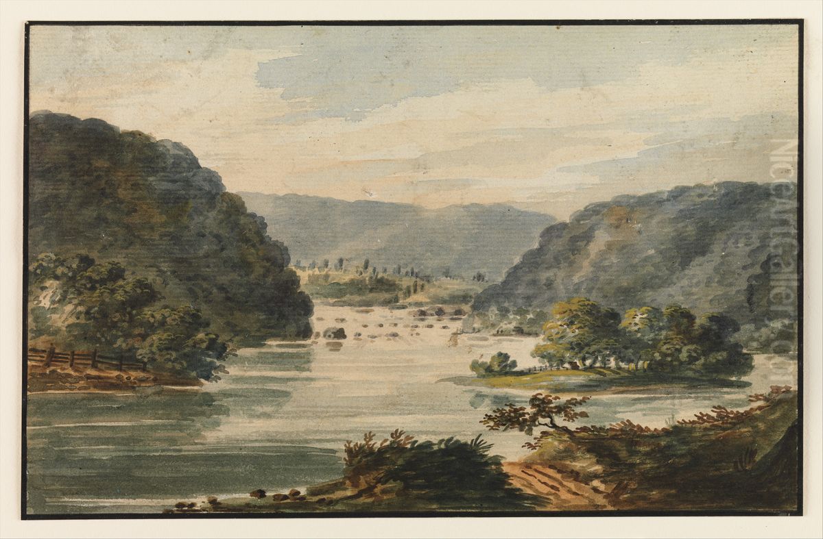 A View of the Potomac at Harpers Ferry Oil Painting by Pavel Svinyin