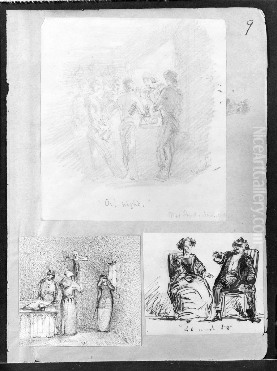 40 and 50 (Man and Woman Seated) (from Sketchbook) Oil Painting by James McNeill Whistler