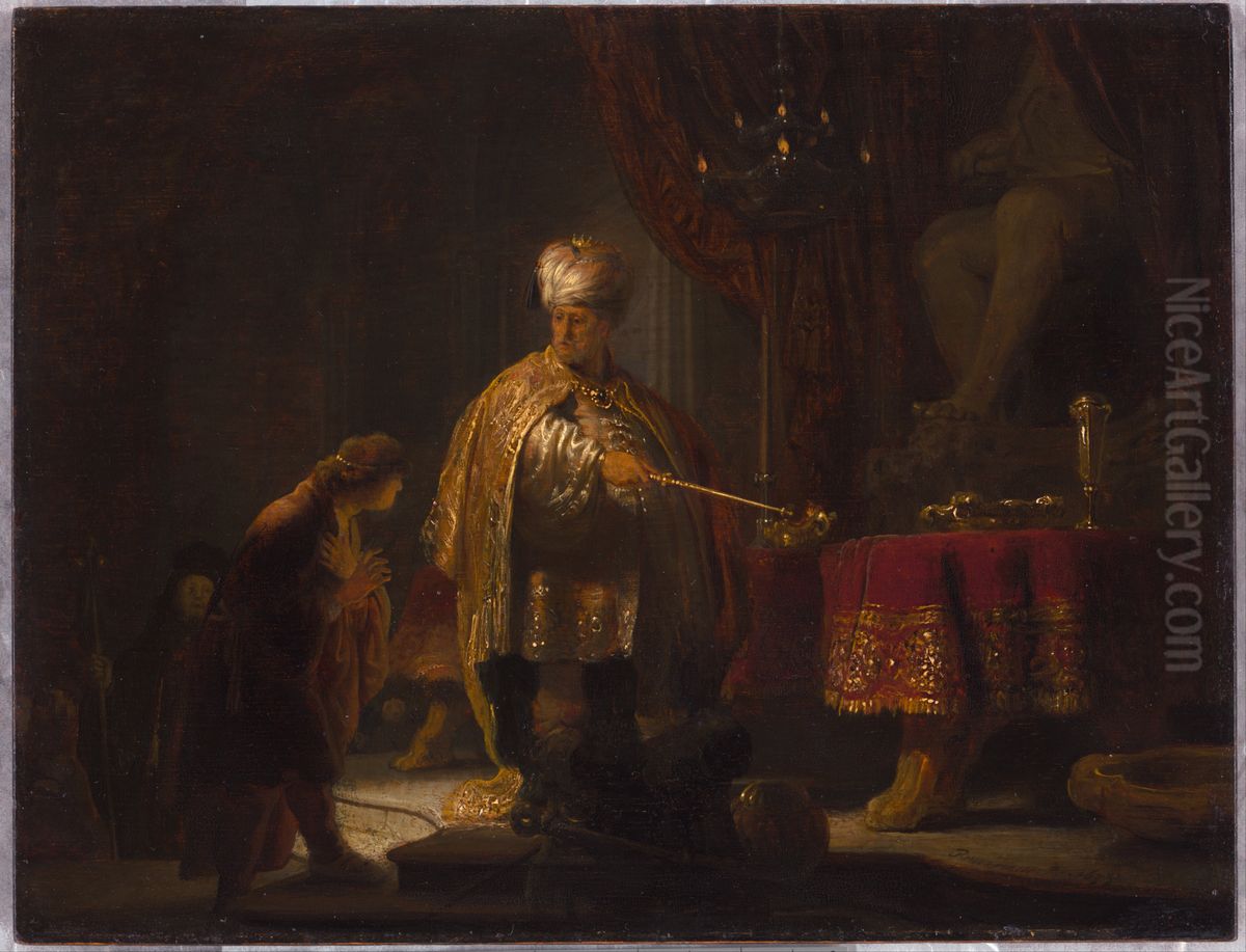 Daniel and Cyrus before the Idol Bel Oil Painting by Rembrandt
