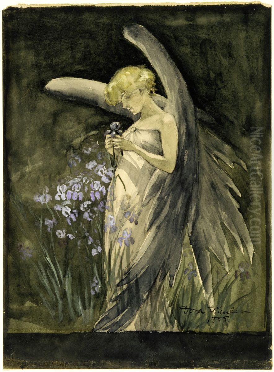 Fairy in Irises Oil Painting by Dora Wheeler Keith