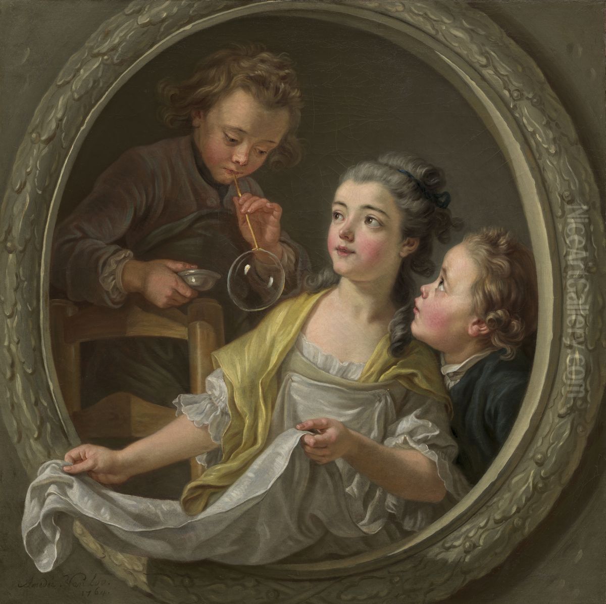 Soap Bubbles Oil Painting by Charles-Amedee-Philippe van Loo