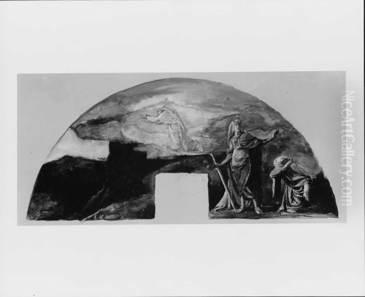 Moses Receives the Law on Mount Sinai; Color Study for Mural, Supreme Court Room, Minnesota State Capitol, Saint Paul Oil Painting by John La Farge