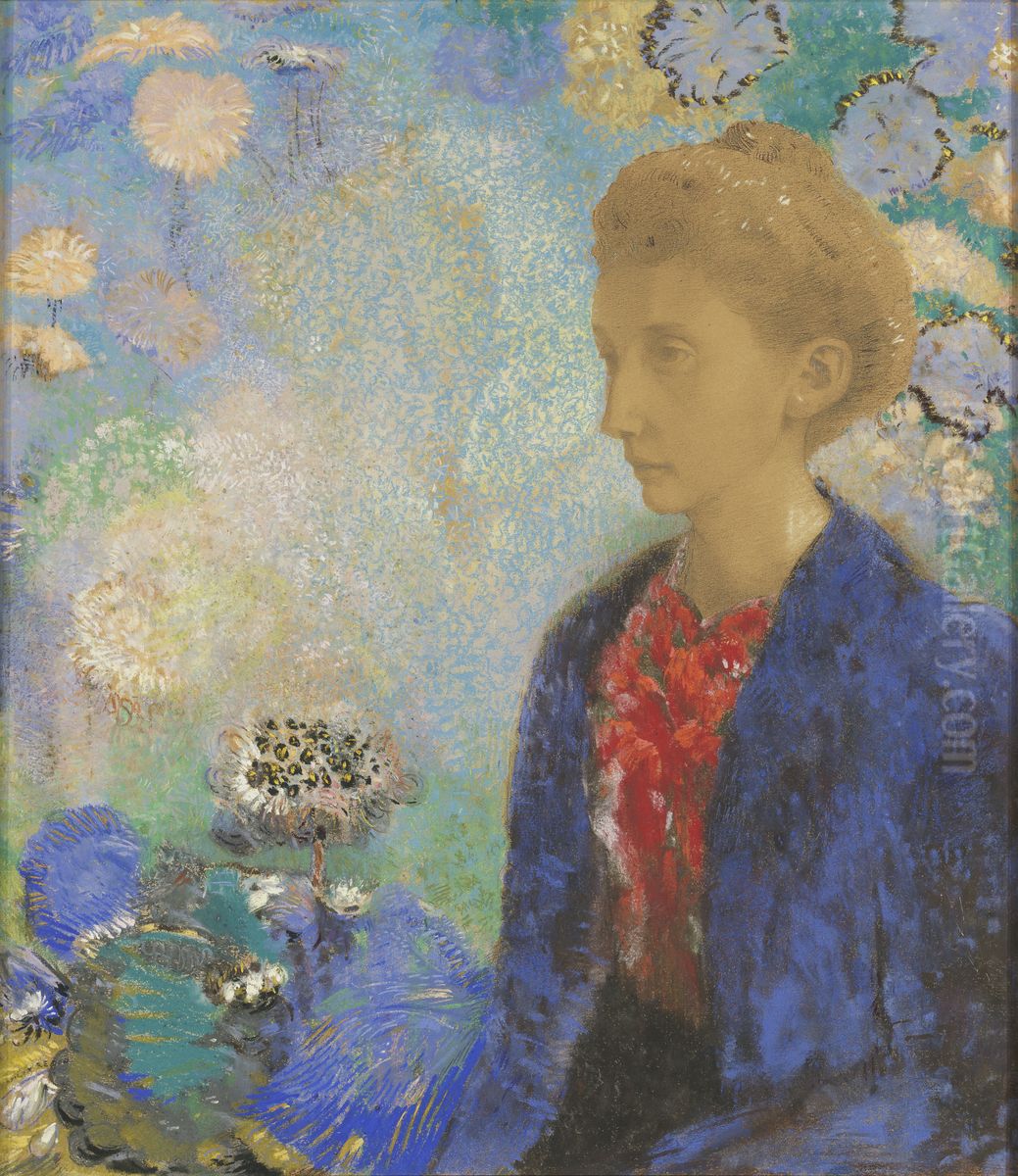 Baronne de Domecy Oil Painting by Odilon Redon