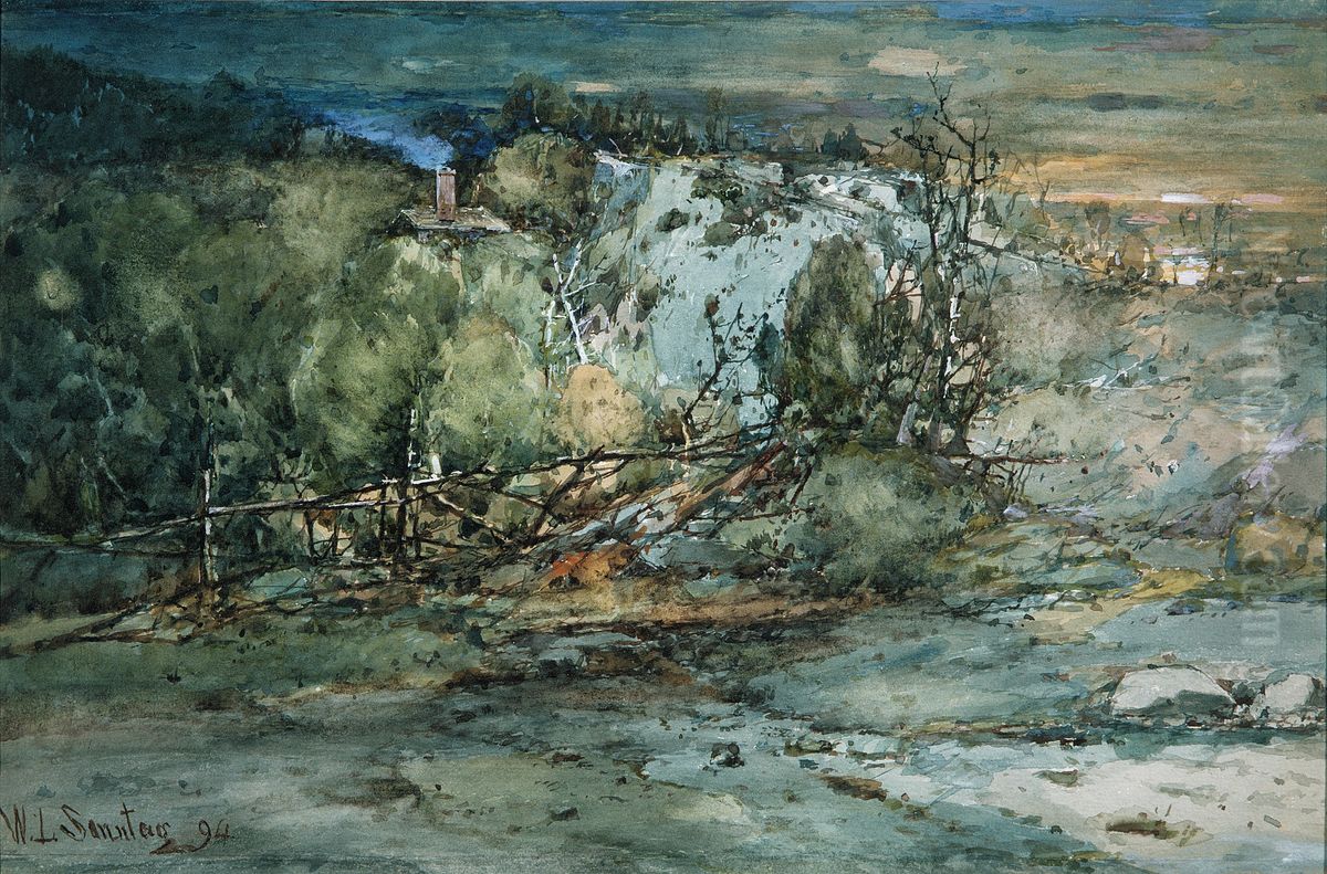 Frontier Cabin Oil Painting by William Louis Sonntag, Sr.