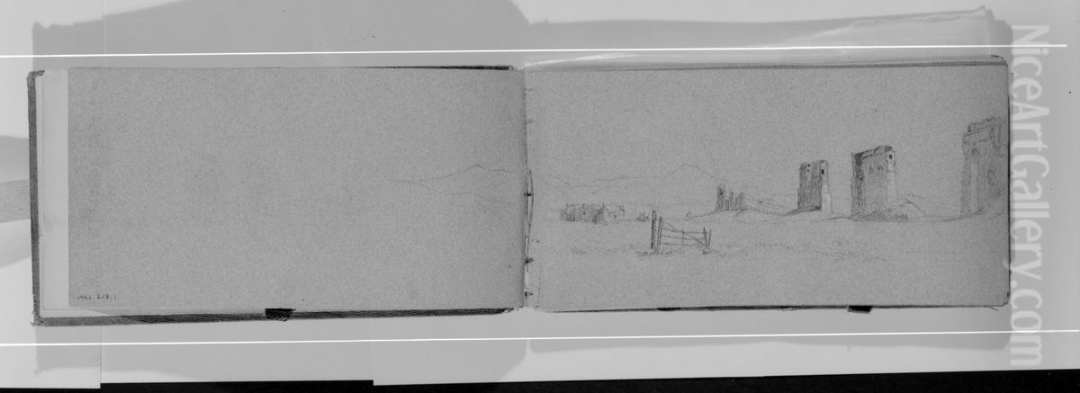 Outline Sketch of Mountains (verso, from Sketchbook) Oil Painting by Jervis McEntee