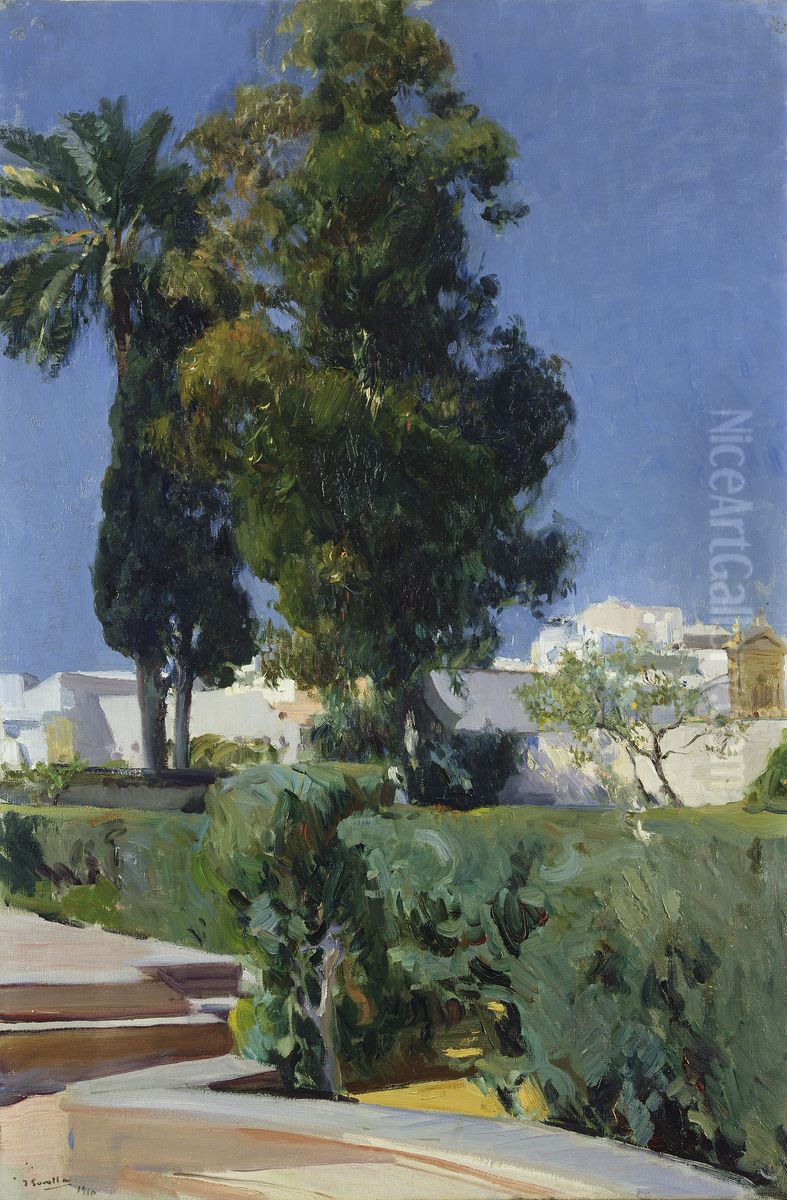 Corner of the Garden, Alcazar, Sevilla Oil Painting by Joaquin Sorolla
