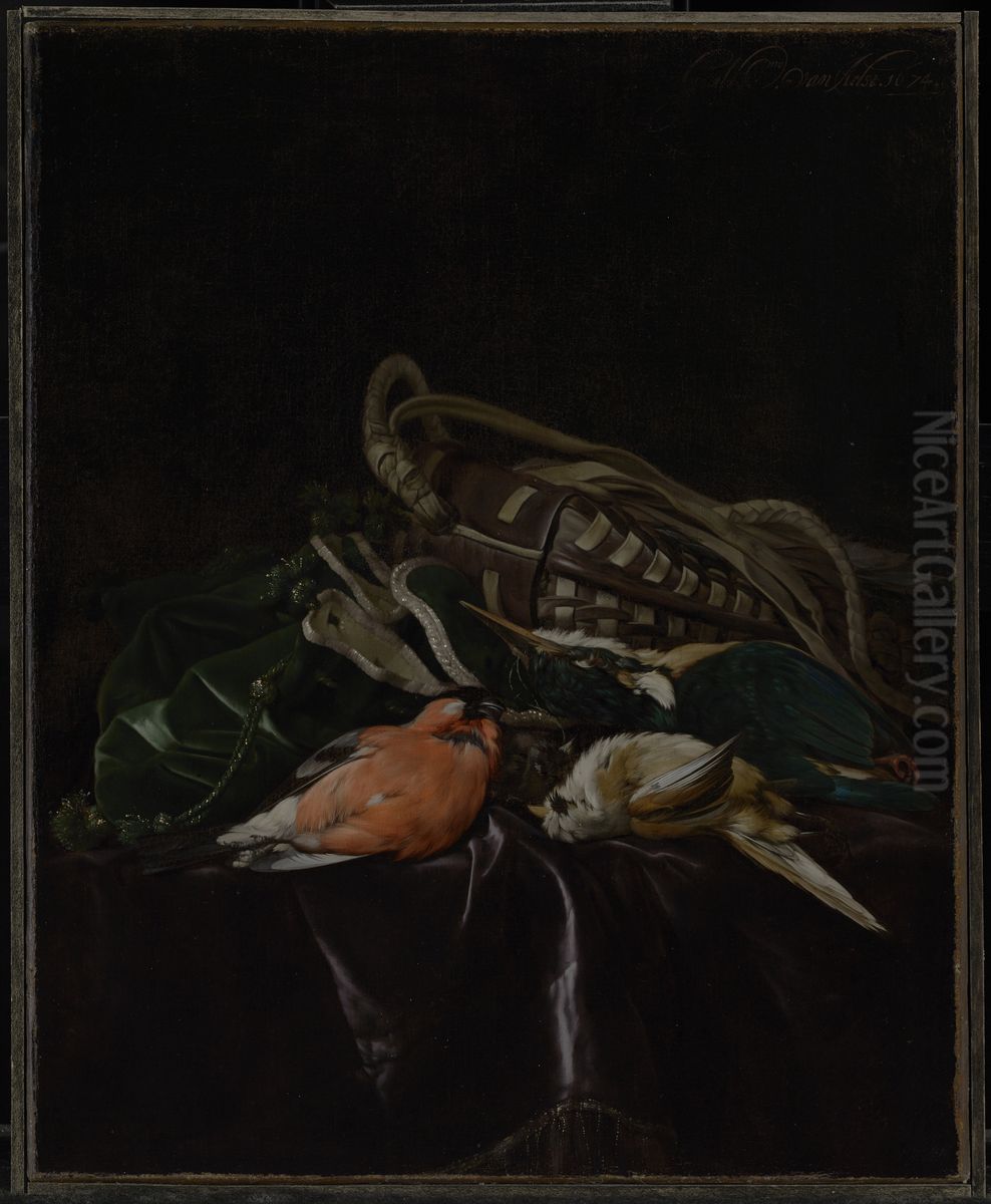 Still Life with Dead Birds and Game Bag Oil Painting by Willem Van Aelst